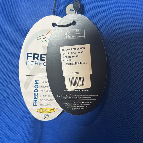 Greg Norman Polo Shirt Mens M Blue Trump Winery Logo Golf Performance NWT VA USA - Picture 6 of 9